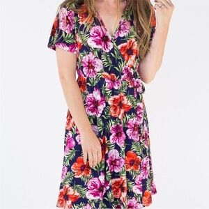2/$35 Agnes & Dora M NEW Nightingale Rayon Wrap Dress Floral Spring Tropical